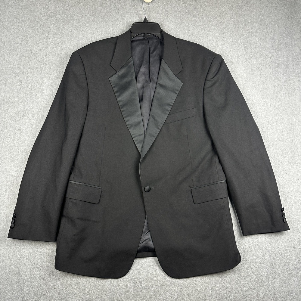 Fenzia Tuxedo Suit Jacket Mens 42R Black Wool One Button Peak Lapel Formal